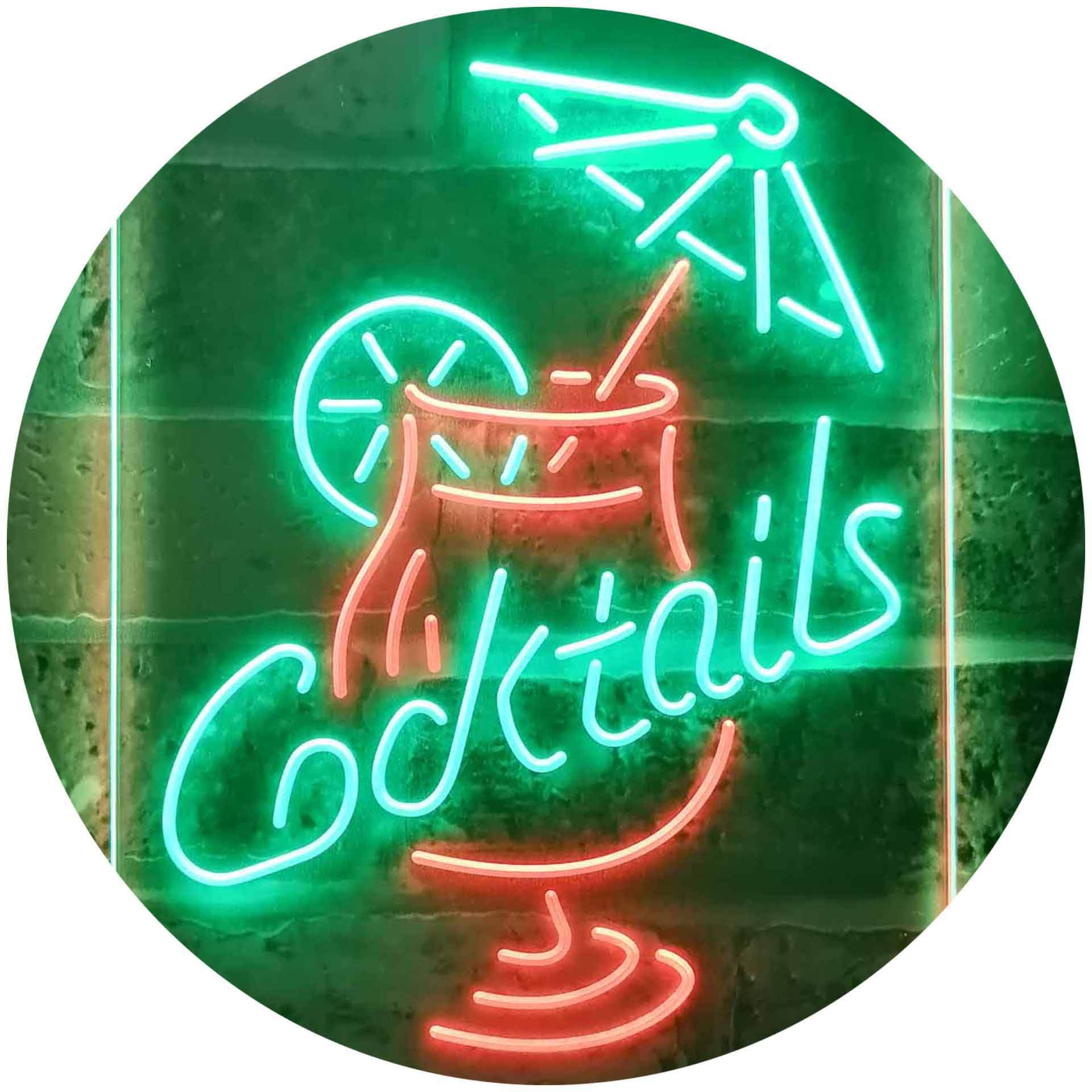 ADVPRO Cocktail Martini Umbrella Cup Dual Color LED Enseigne Lumineuse Neon Sign Vert et Rouge 400 x 600mm st6s46-i3348-gr
