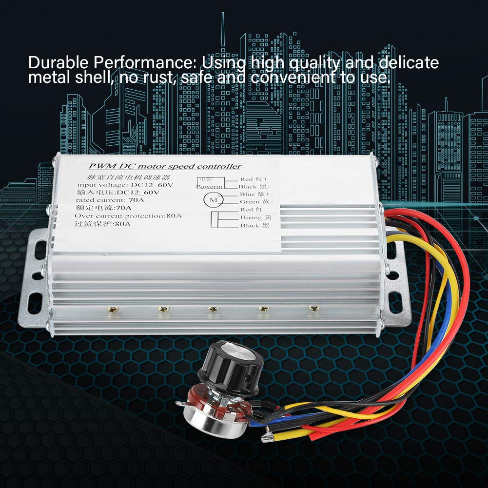 DC 12V-60V 70A Regulator prędkości silnika PWM, regulacja prędkości silnika z przekładnią Micro DC Powolna prędkość mały silnik