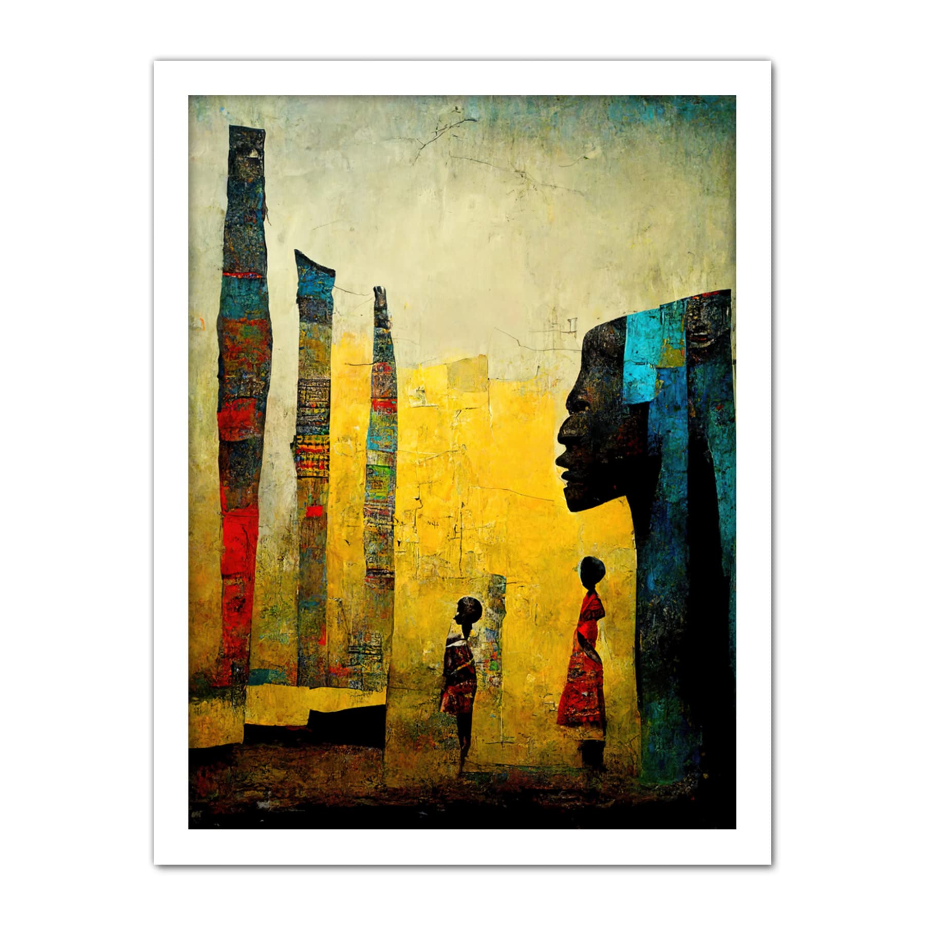 Doppelganger33 LTD African Art Modern Bright Abstract Artwork Framed Wall Art Print 18X24 Inch
