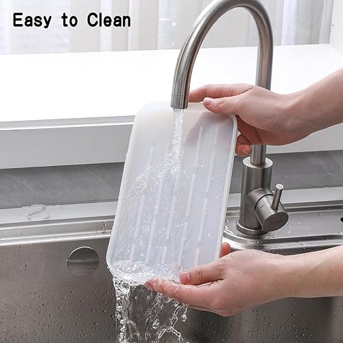 Miniatura 8 de MicoYang Bandeja organizadora de fregadero de cocina de silicona para múltiples usos, soporte de esponjas fácil de limpiar para encimera o