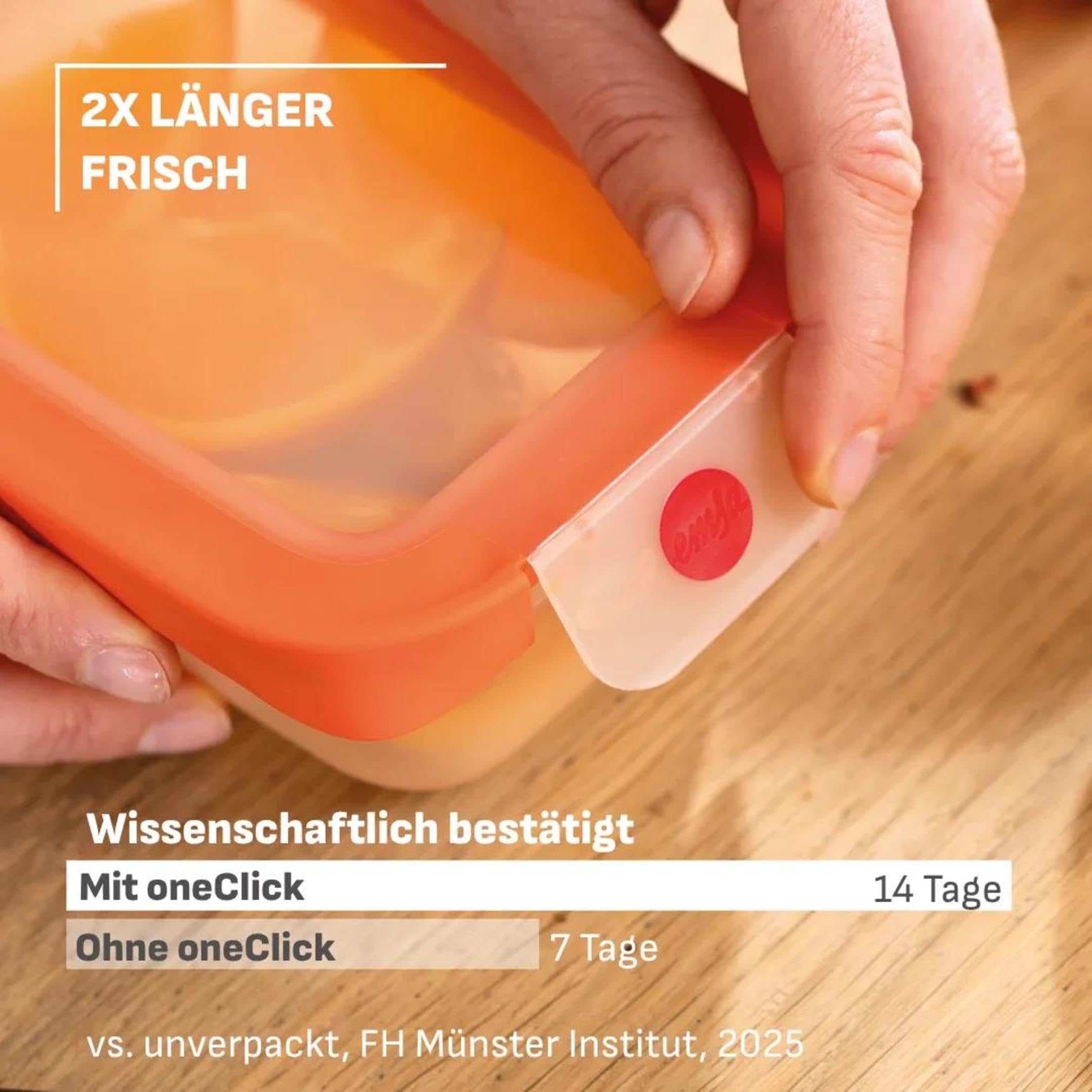 EMSA oneClick beYou, Travel Set, 100% Auslaufsicher, beYou Flip Bottle 0,7 L, Food Storage Container 0,5 L, 1,20 L, Orange, N3121550