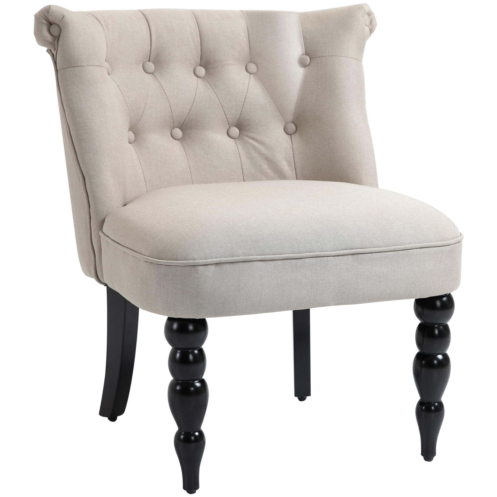 HOMCOM Fauteuil Lounge Vintage inclinable avec Pieds en Bois Beige