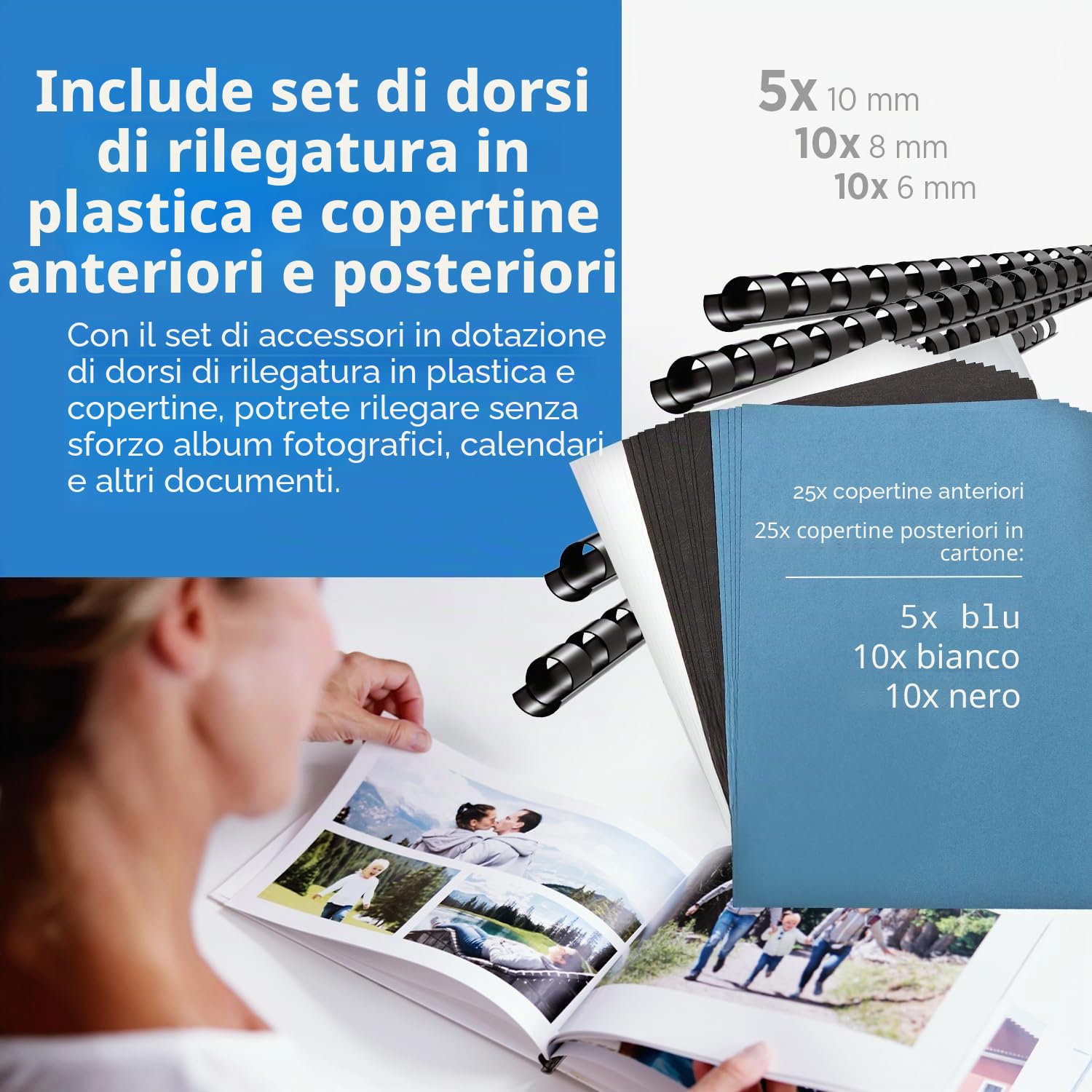 Genie CB 850 spiralbindeg Batterie (fino a 350 fogli, DIN A4, da 75 pezzi incluso Starter set) argento/nero