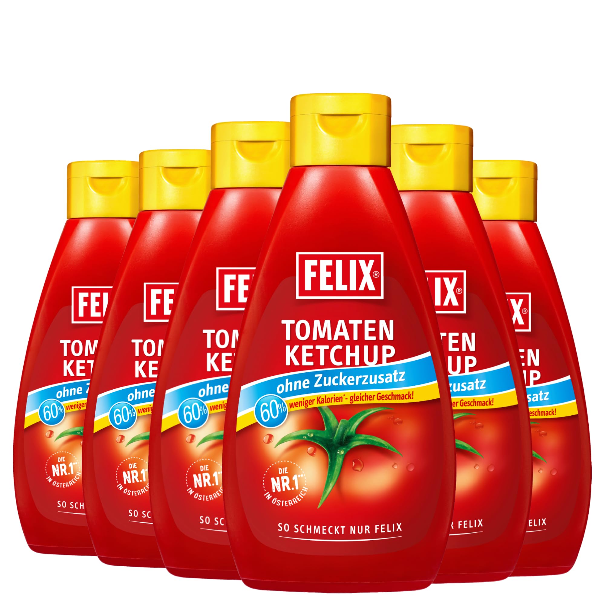 Felix Ketchup Zuckerreduziert | ohne Zuckerzusatz 60% weniger Zucker | Familienpackung 6 x 960 g