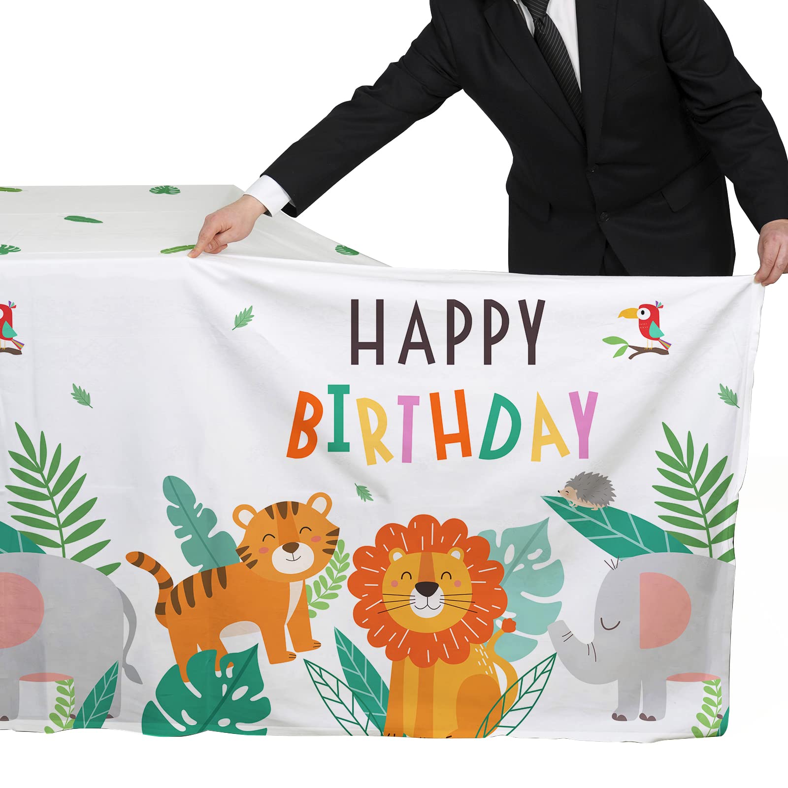 Mantel desechable de plástico Impermeable para Fiestas temáticas de Safari, decoración de Fiesta de cumpleaños, Paquete de 3, 54 x 108 Pulgadas