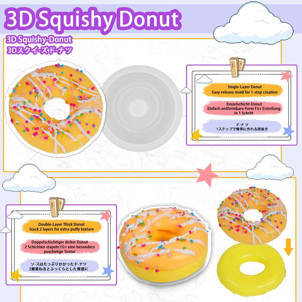Taba Squishy Maker Kit Gel + Donut Molde de silicona + pigmento + chispas — view 7