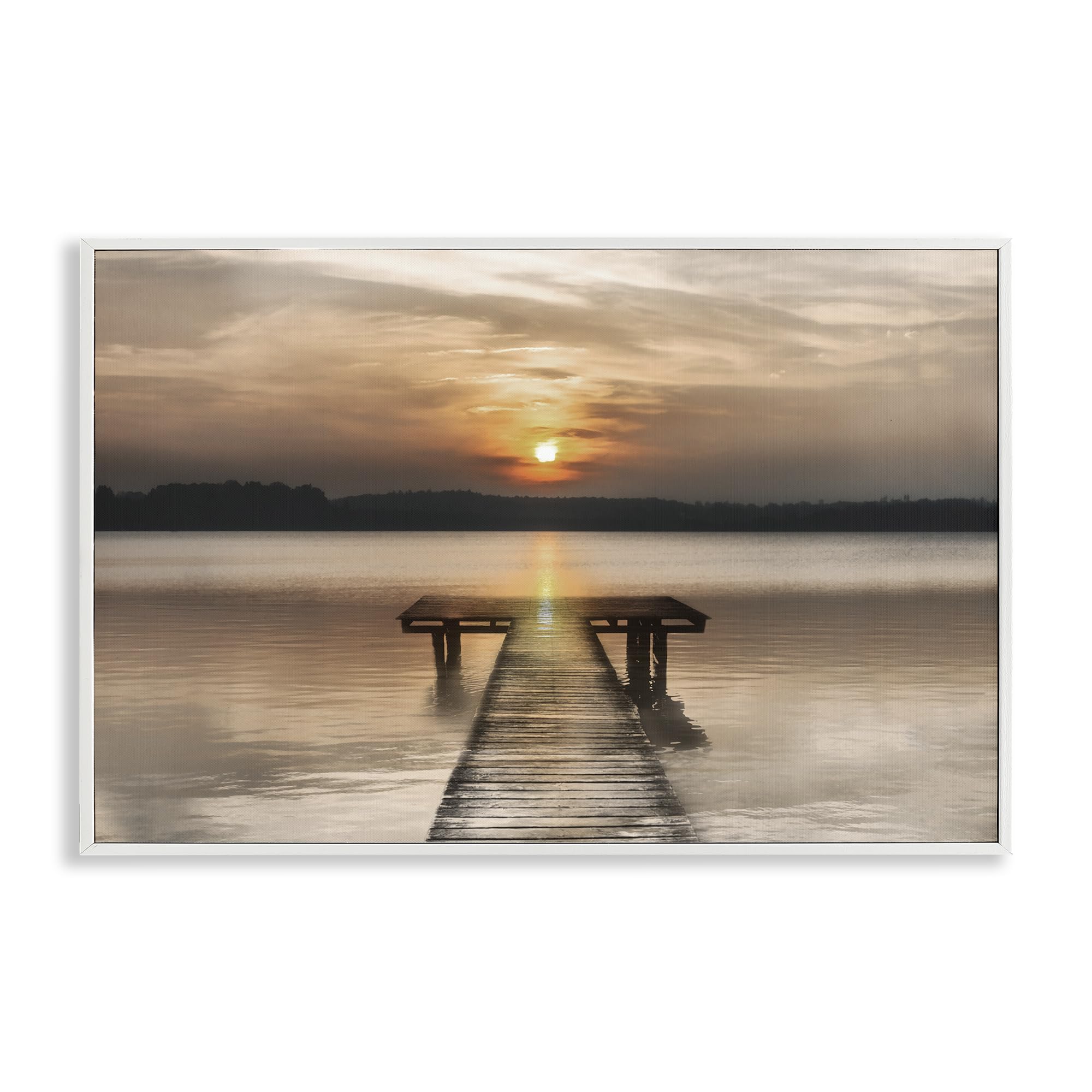 Stupell Industries Coastal White (Textured) 'Centric Reflective Sunrise', Framed Giclee Art, White, 18 X 12 Inches, Easy To Hang And Sturdy, Made In Usa, By Irene Weisz