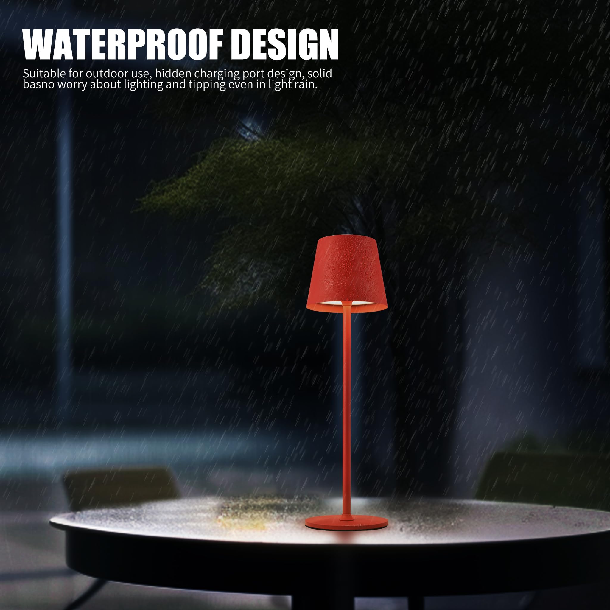 Lampa stołowa LED, możliwość ściemniania, bezprzewodowa, z możliwością ładowania, ciepła barwa 3000 K, do użytku wewnątrz i na zewnątrz, USB-C, aluminium, wodoszczelność IP54, czarna, 2 sztuki w