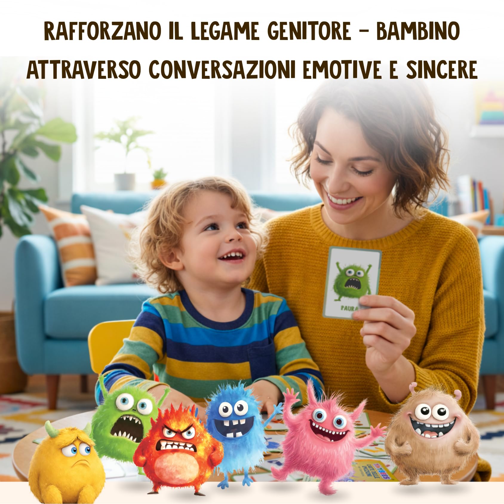 Carte delle Emozioni per Bambini – 40 Carte (32 Emozioni + 8 Extra) con Mini Giochi e Distintivi – Mostriciattoli delle Emozioni – Gioco Educativo per Intelligenza Emotiva – Lingua Italiana – Regalo