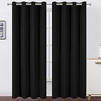 Lemomo Blackout Curtains 52x84 Inch Set of 2 Panels - Thermal Insulated 100% Room Darkening Black Curtains for Bedroom Privacy