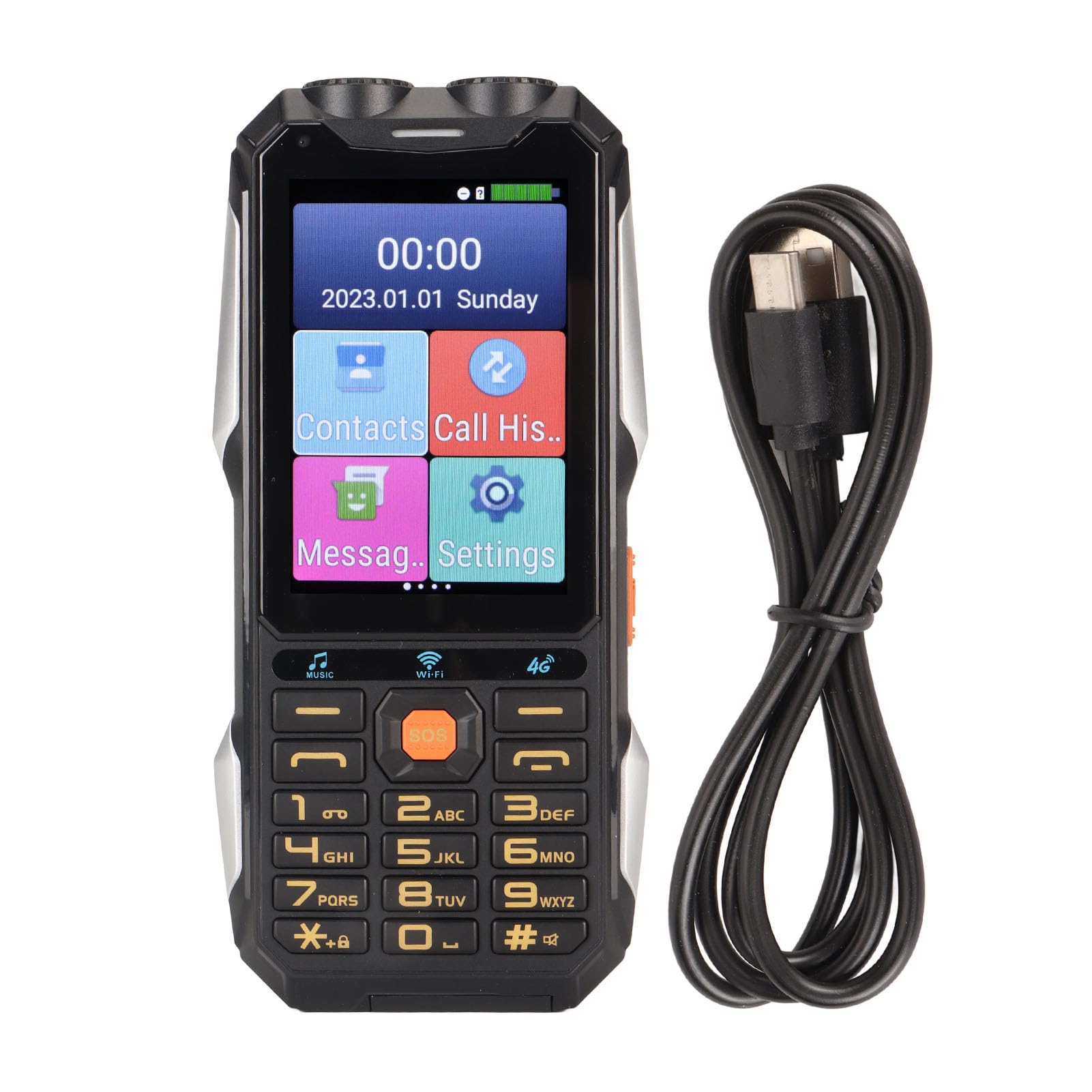4G Robuuste Mobiele Telefoon voor Senioren, 4 Inch Touchscreen met WiFi, Grote Knop, 18000 MAh Batterij, LED-zaklamp, Luid Geluid, Snelkiestelefoon,7.0 (BLACK 4G Robuuste Mobiele Telefoon voor Senioren, 4 Inch Touchscreen met WiFi, Grote Knop, 18000 MAh Batterij, LED-zaklamp, Luid Geluid, Snelkiestelefoon,7.0 (BLACK