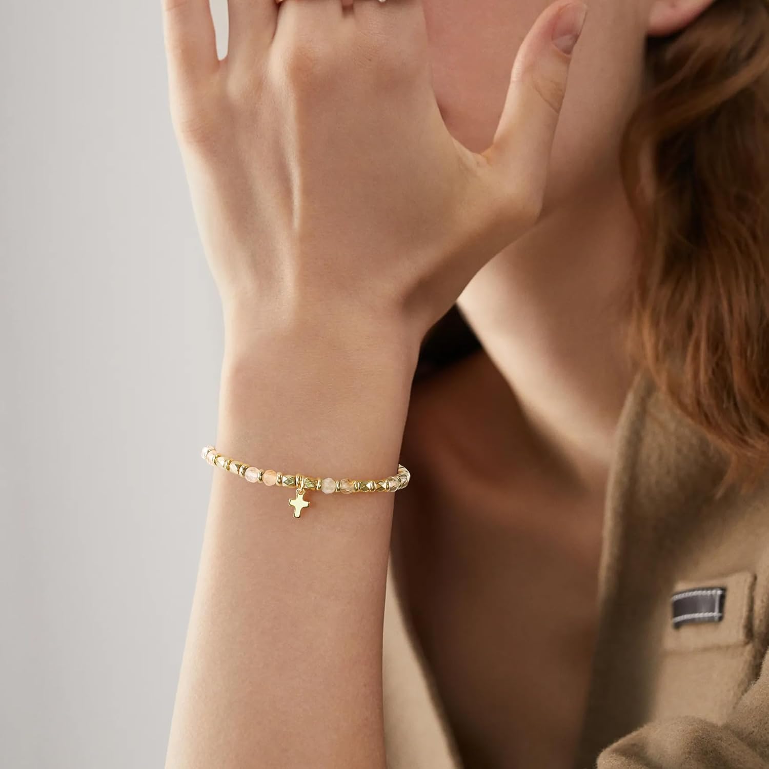 VIBILIA Cross Bracelet for Women, Boho Beaded Bracelets for Women, Christian Gifts, Jesus Bracelets Birthday Gifts for Women Mom Daughter Wife Sister Friend on Valentine's Day Easter Mother's Day - Image 3