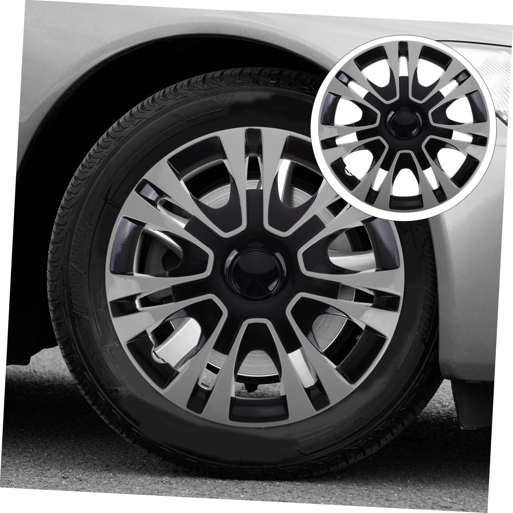 GLEAVI Coprimozzi Neri Universali 14 Pollici Copriruota Auto Impermeabile Accessori Per Veicoli Facile Installazione Design Elegante Protezione Pneumatici