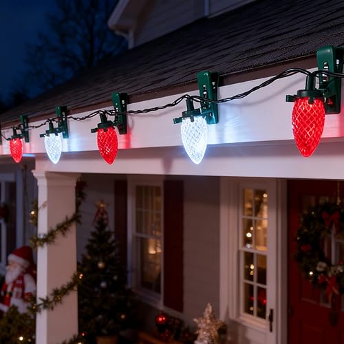 Miniatura 2 de Dazzle Bright C9 - Guirnalda de luces de Navidad, 100 luces LED de 66 pies, impermeables, conectables con 100 clips de resorte, decoración de