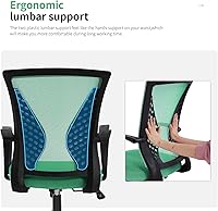 Vista 4 de HHS Silla ergonómica de malla con soporte lumbar, silla giratoria de escritorio con respaldo medio, silla moderna ejecutiva con ruedas, cómoda silla