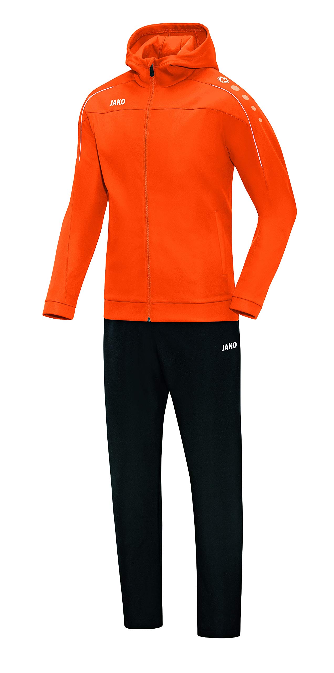 JAKO Classico M9650 Men's Tracksuit with Hood, Neon Orange, S