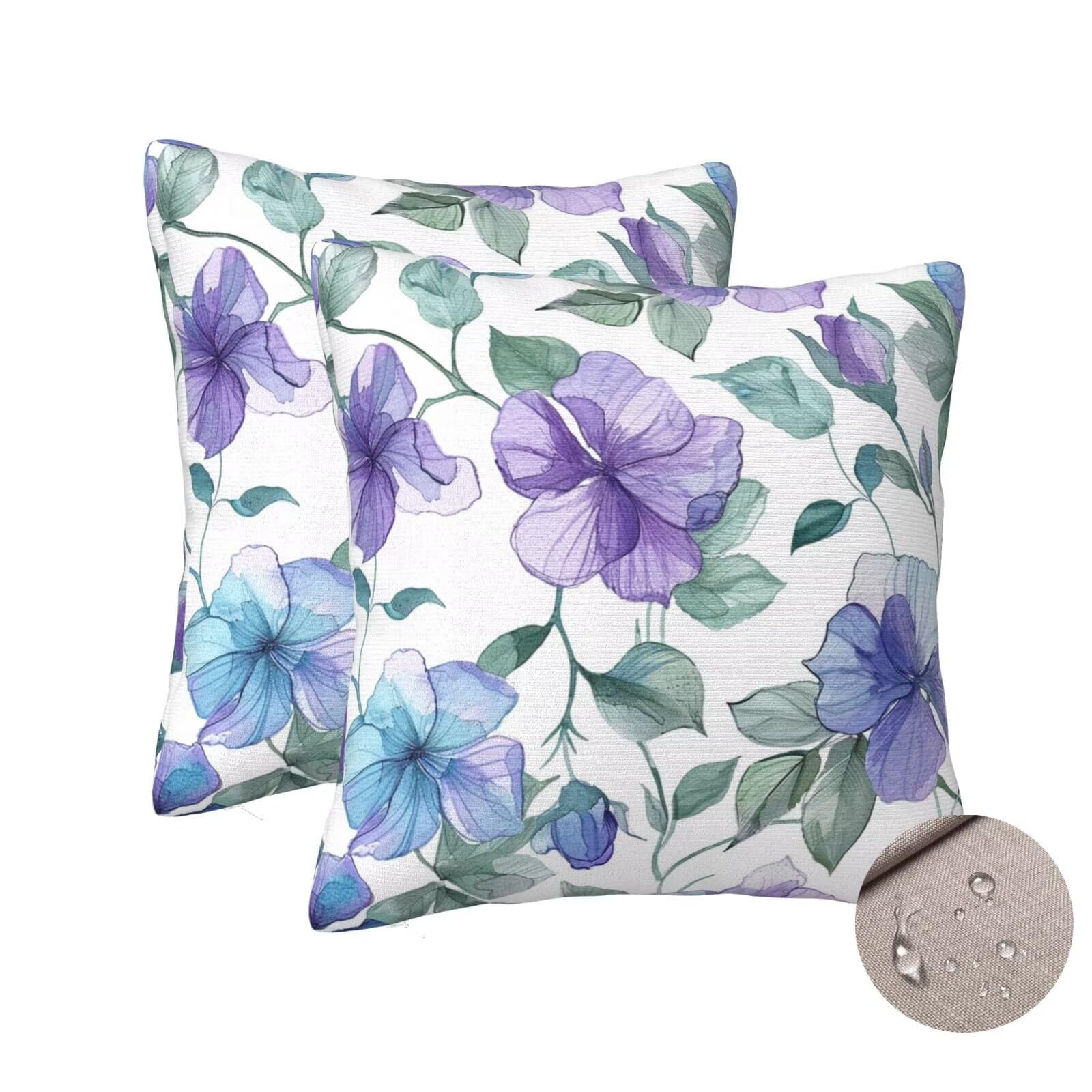 Housses de coussin extérieur imperméable 60x60 cm résistantes à l'eau lot de 2