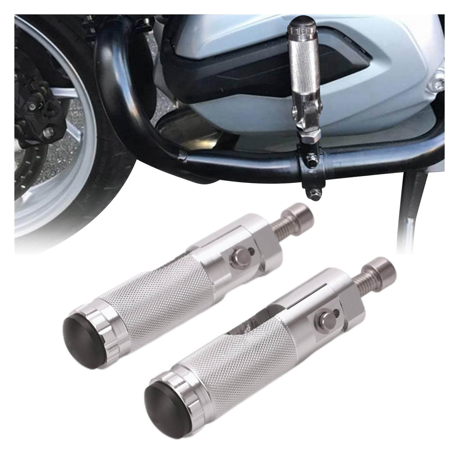 Pedane Poggiapiedi Per Moto - 2 Pezzi In Alluminio Pieghevoli 90° Per Supporto Comodo E Sicuro - Foto 4