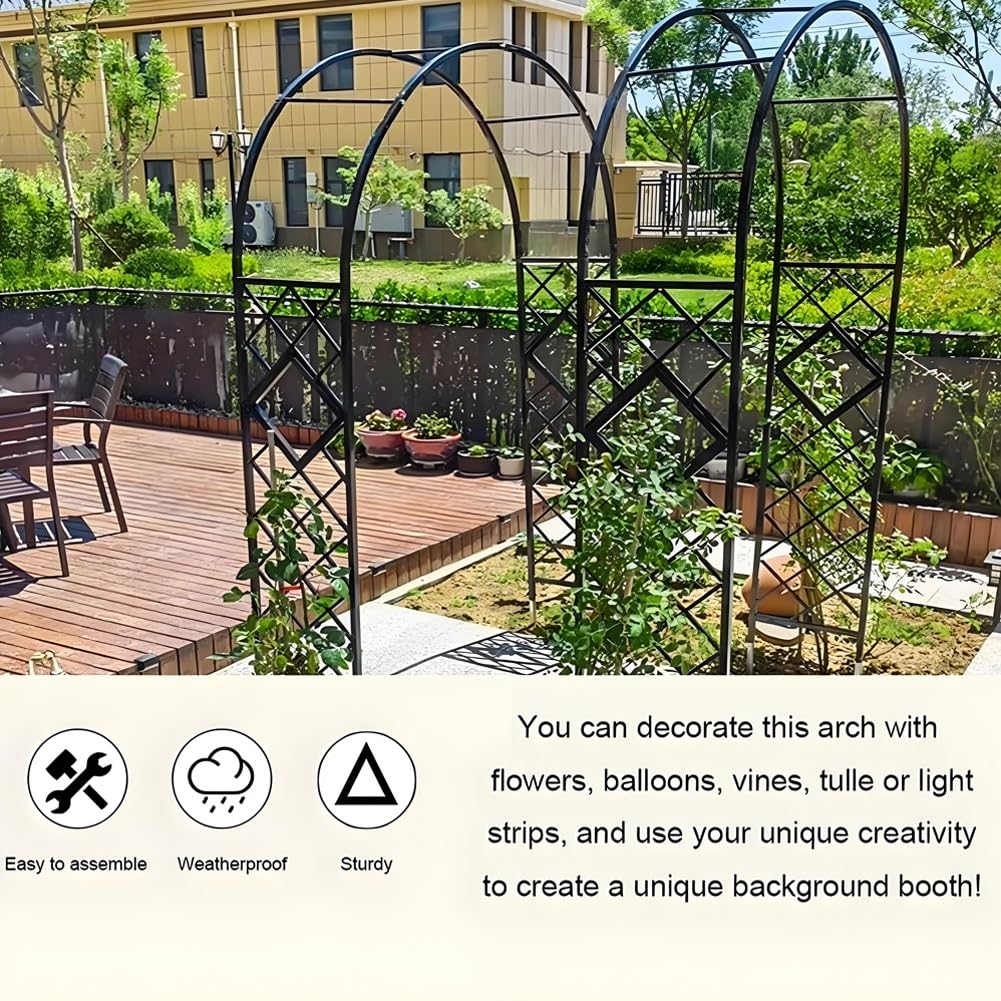 Treillis autoportant en métal robuste pour plantes grimpantes, pergola de jardin extérieur avec cadre en acier robuste pour roses, lierre, vignes, patio, cour, fête de mariage