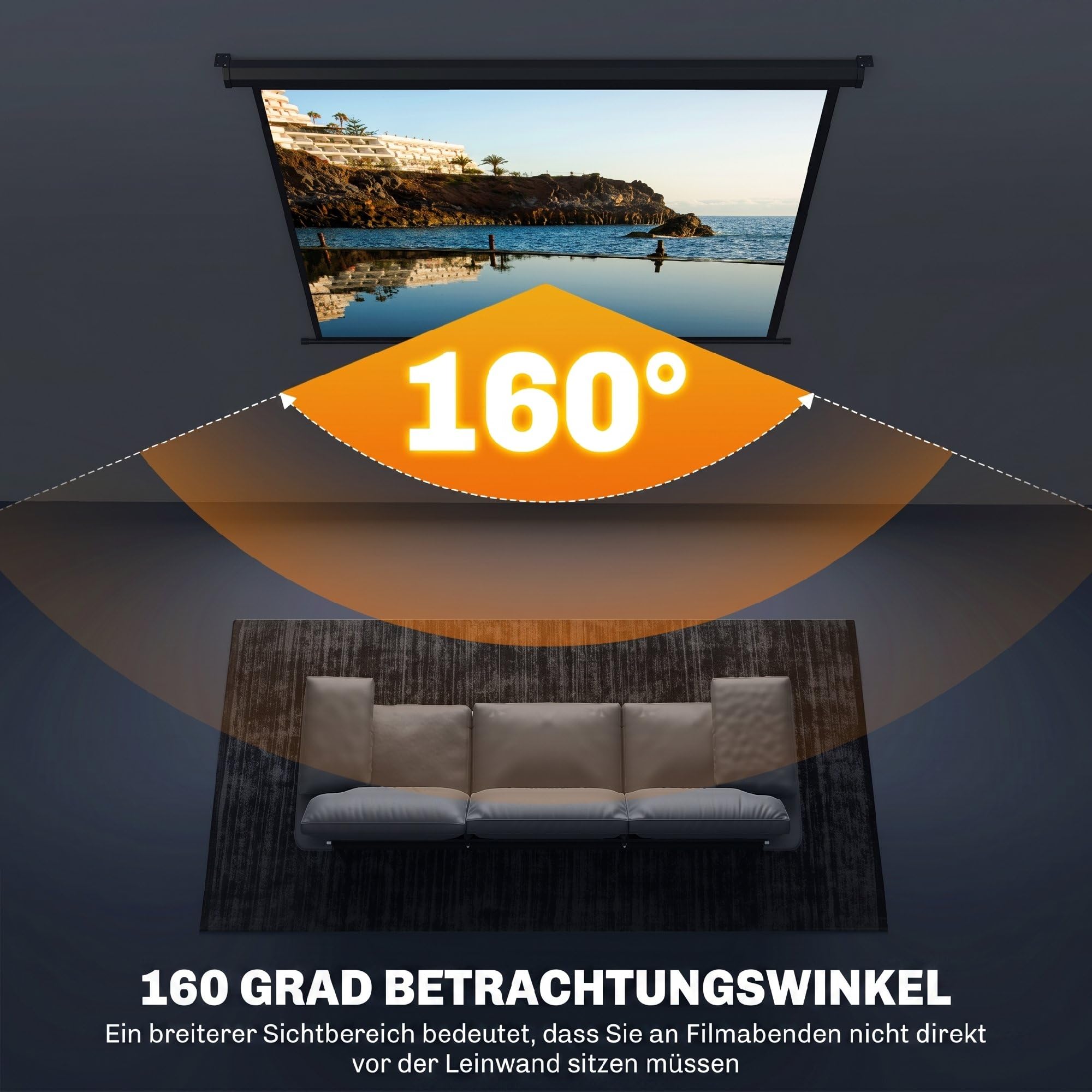 HOMCOM Beamer Leinwand 171 x 128 cm 84 Zoll 4:3 HD 4K Projektionsleinwand Rollo-Leinwand für Heimkino Büro-Präsentationen