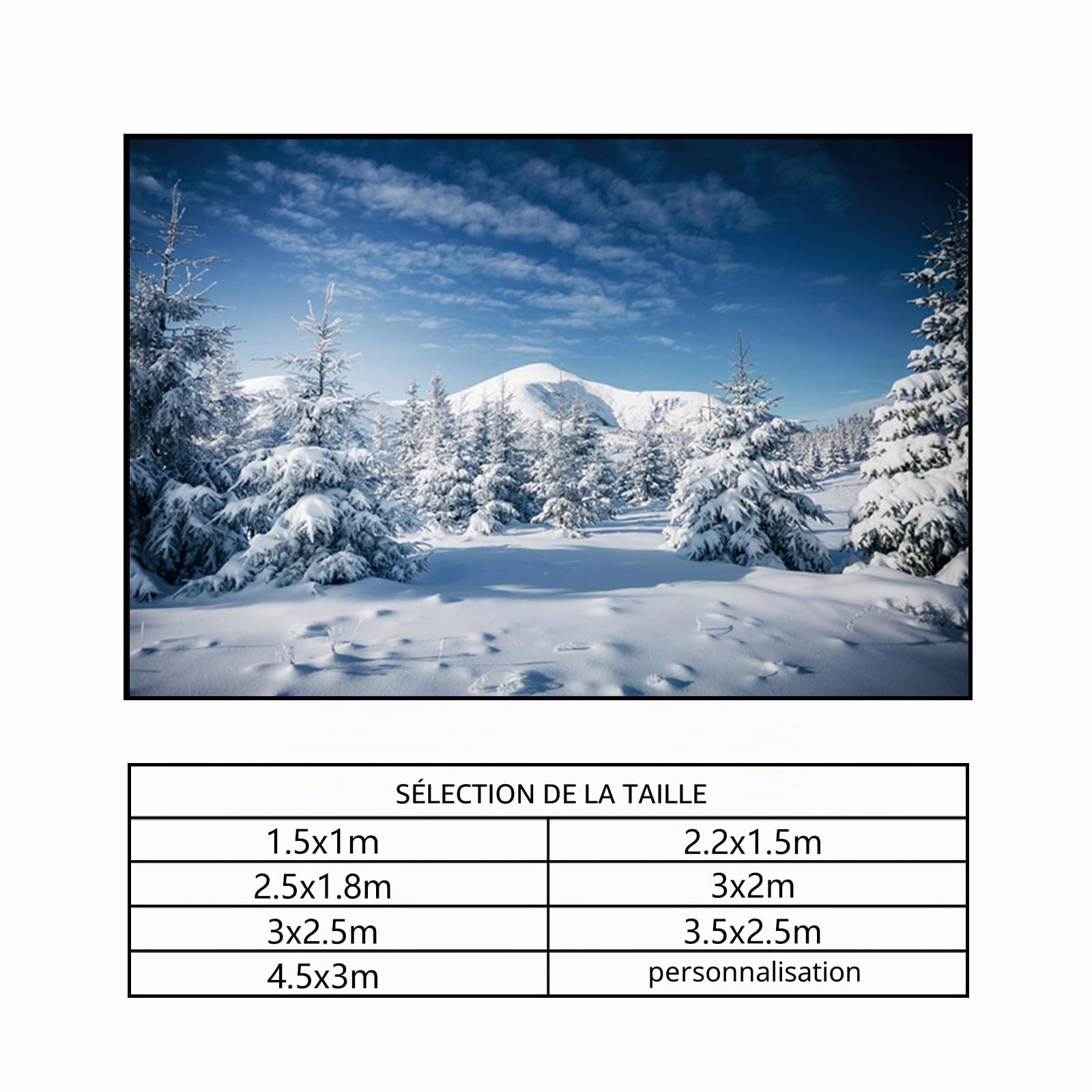 YongFoto 3x2,5m Hiver Neige Paysage Photographie Toile de Fond Arbre De Noël Montagne Enneigée Ciel Bleu Nature Paysage Fond De Noël Fête De Famille Enfants Portraits Photo Studio Props Vinyle