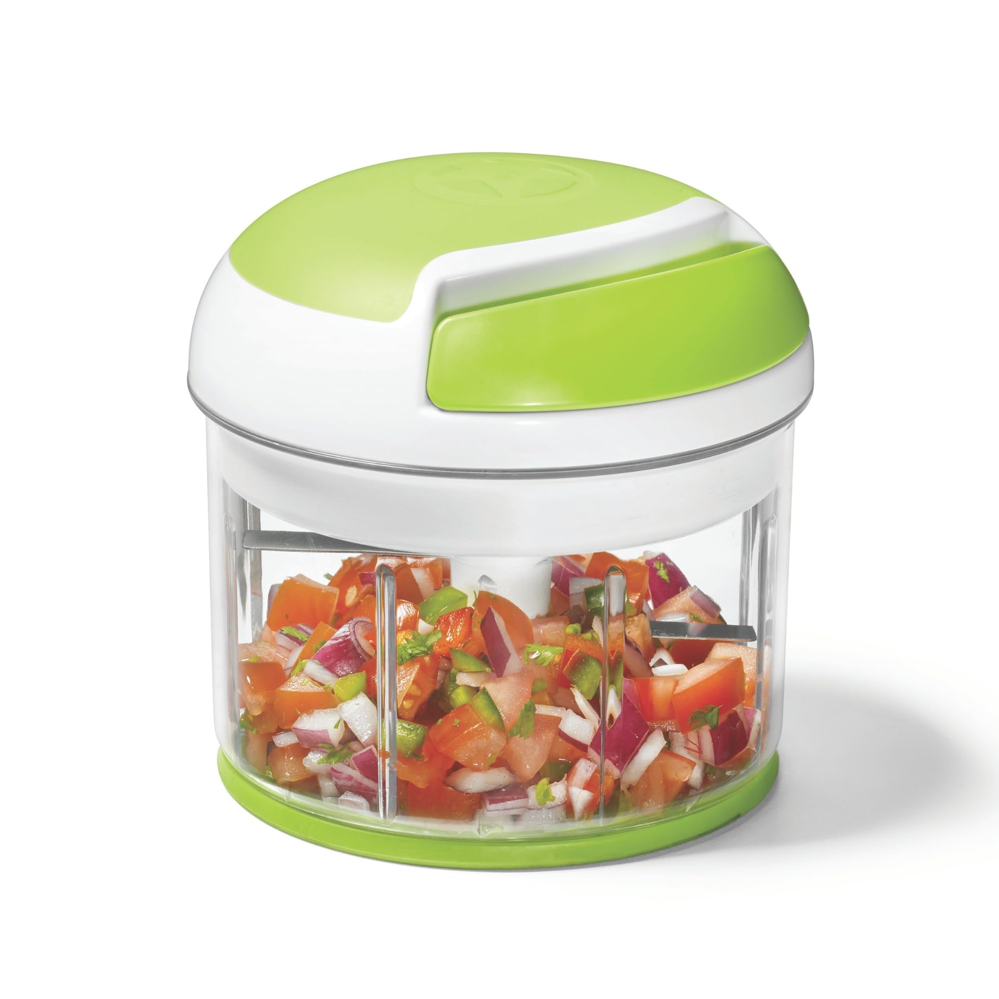 Pull Chopper - Multi Purpose Manual Food Processor - Three Blade System for a Faster Cut - From Large Chunks to Purée - Self-Retracting Cord - Fruits, Vegetables, Meats and Crushes Ice