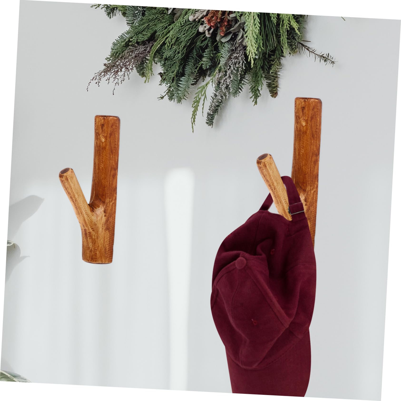 Ciieeo Gancho Adhesivo Resistente de Madera Vintage para Colgar Pared Marrón y Diseño Creativo Adecuado para Cocinas y Hoteles