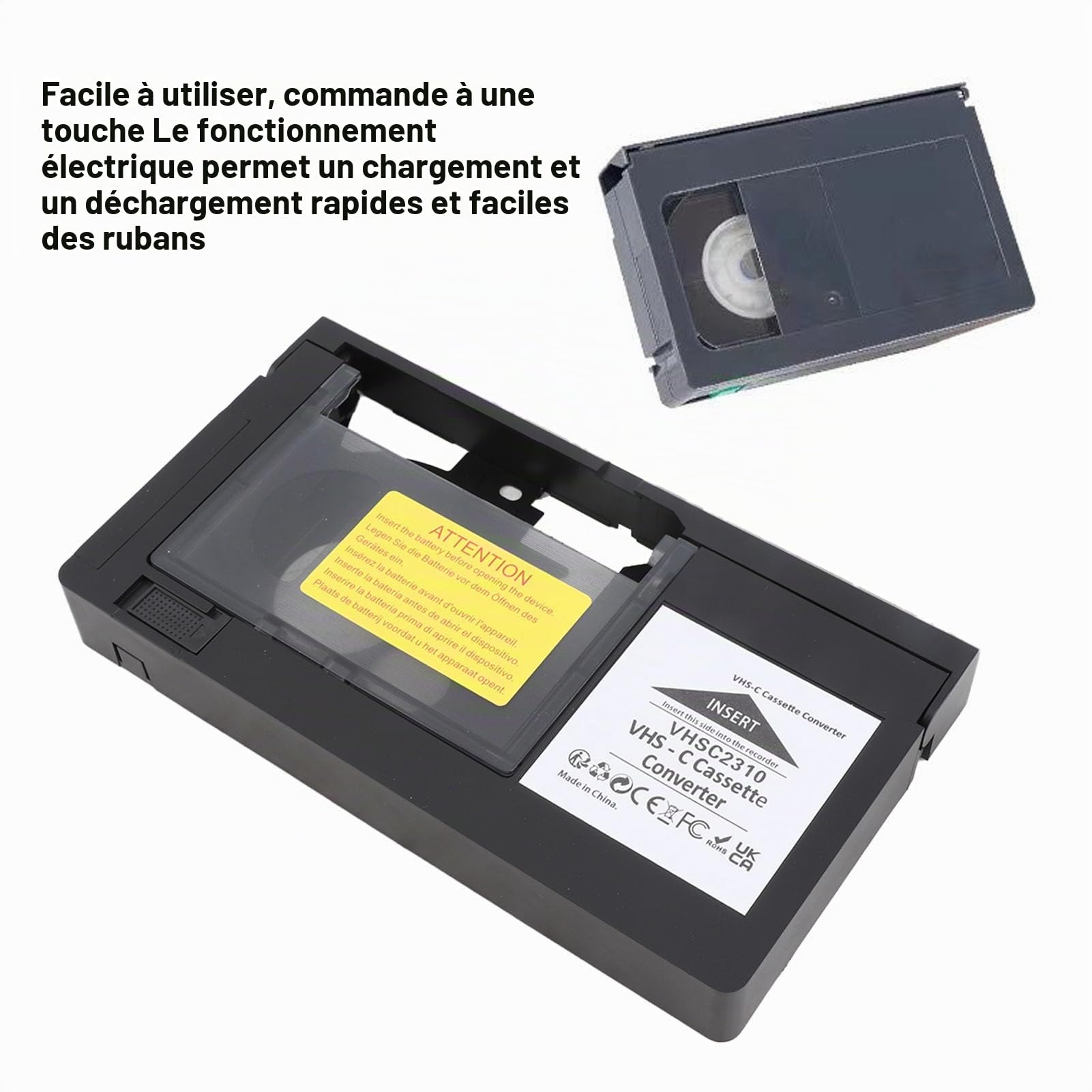 Adaptateur de Cassette, Support de Lecture de Lecture VHS Boîte de Convertisseur de Cassette SVHS CAMCRODERS Mini DV HI8 avec Mécanisme électrique pour S C et Bandes