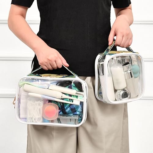 Miniatura 6 de Peacocks Flowers Clear Toiletry Bag for Traveling,2 Pack Makeup Cosmetic Bag with Zipper,Travel Bag for Toiletries,Travel Essentials 21214936