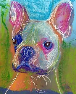 Colorful White French Bulldog, Dog Art, French Bulldog Gift, Frenchie Mom, French Bulldog Art, Dog Wall Art Print, Colorful Dog Decor