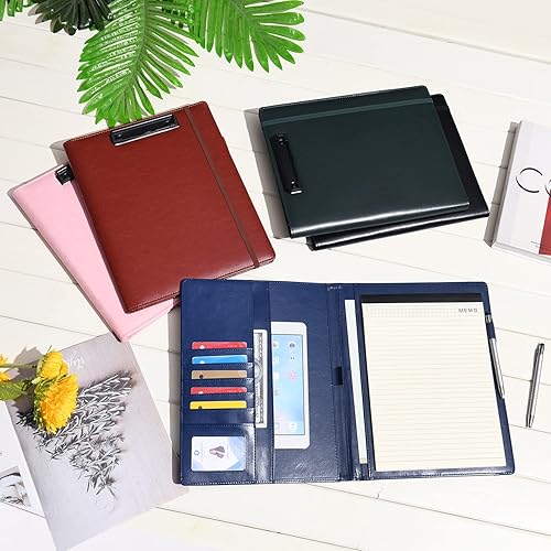Miniatura 5 de Wonderpool Portapapeles de piel sintética A4, portapapeles, formularios, estuche para documentos, planificador de entrevistas, reuniones, escritura,