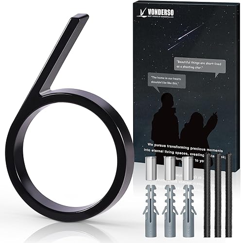 Miniatura 107 de VONDERSO - Letrero de dirección flotante de 5 pulgadas para exteriores de metal negro moderno para patio, calle y buzón, números de dirección Negro 1