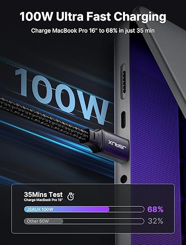 Miniatura 22 de Cable de carga rápida USB C a USB C de 60 W, JSAUX USB tipo C, cable de carga compatible con Samsung Galaxy S20 S20+ S20 Ultra Note 10 Plus A80