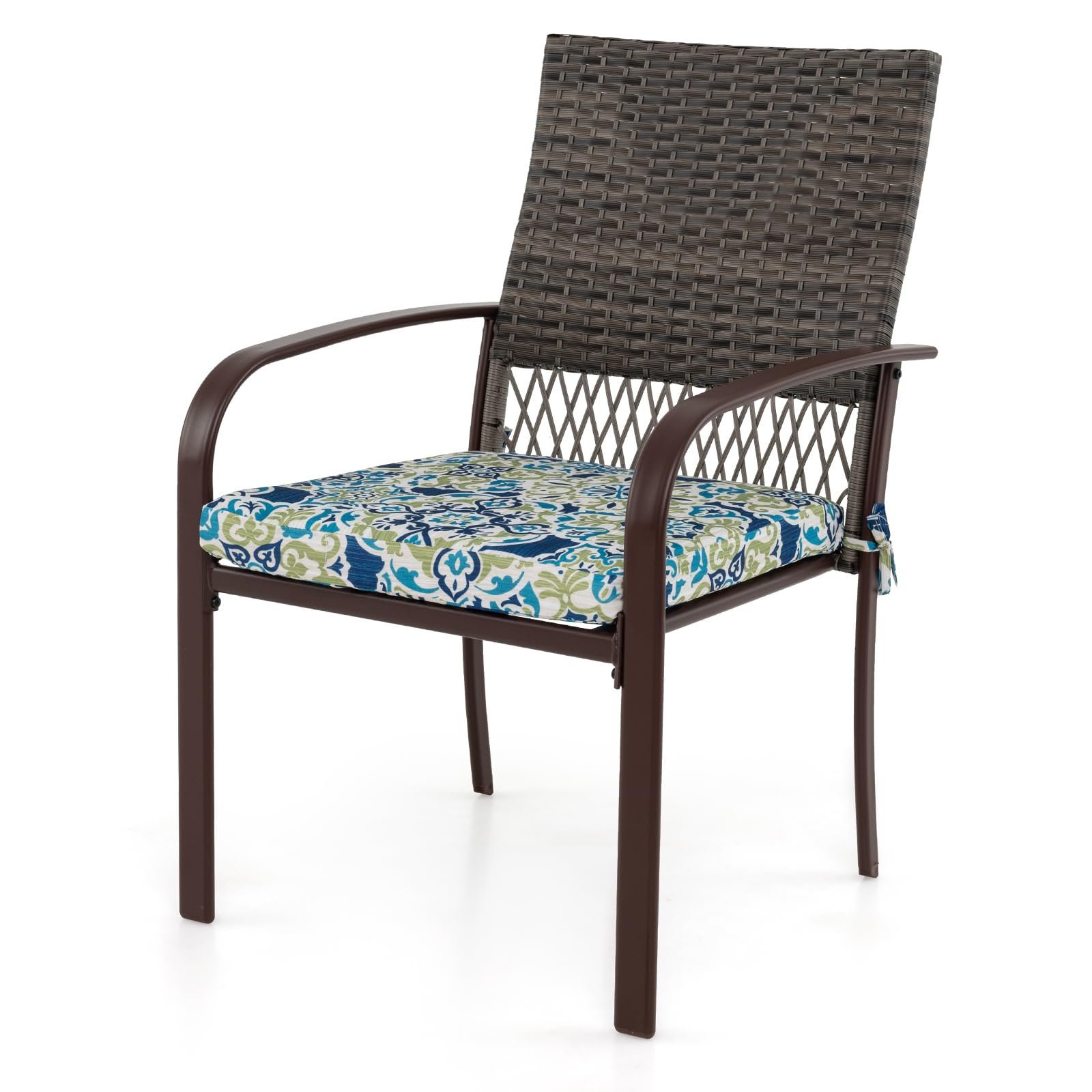 GYMAX Table de Jardin avec 4 Chaises en Rotin pour 4 Personnes