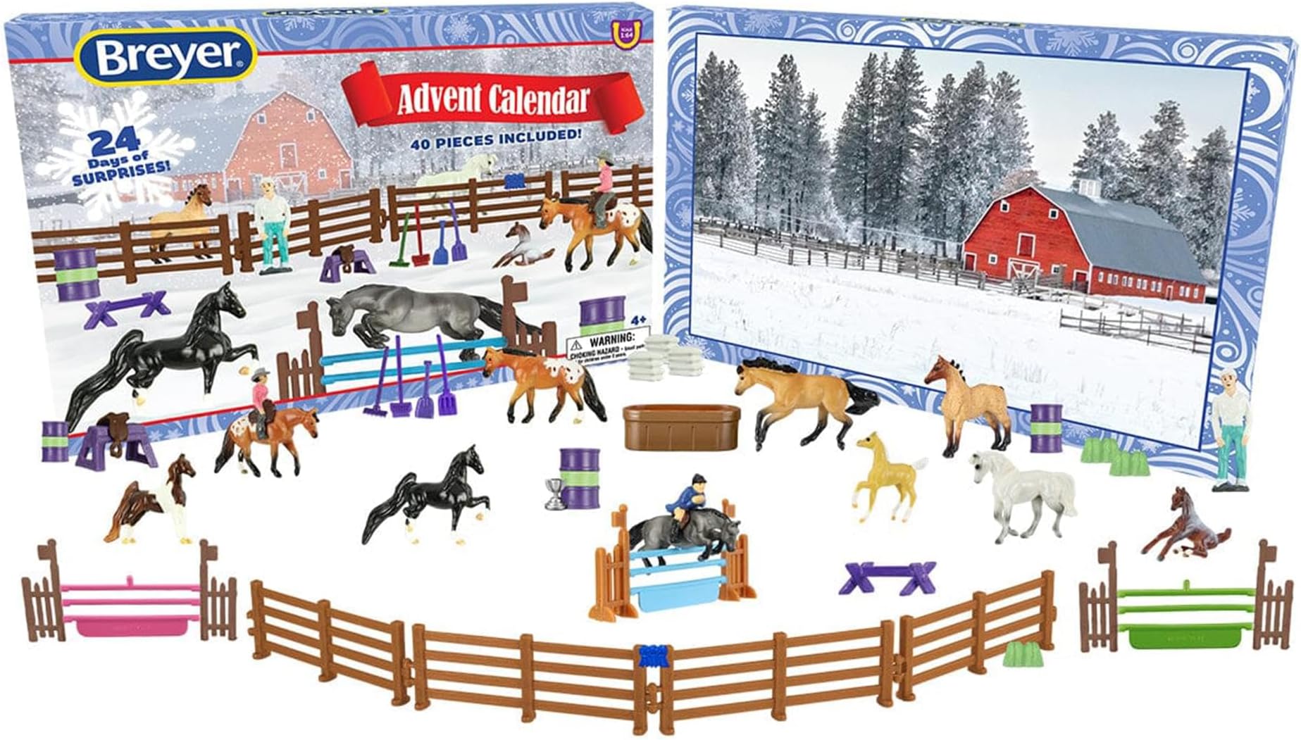 BreyerHorses 2023 Holiday Collection | Advent Calendar - Horse Play Set | 35 Hidden Treasures | 7 Horses, 2 Foals, 1 Unicorn | Model #700728