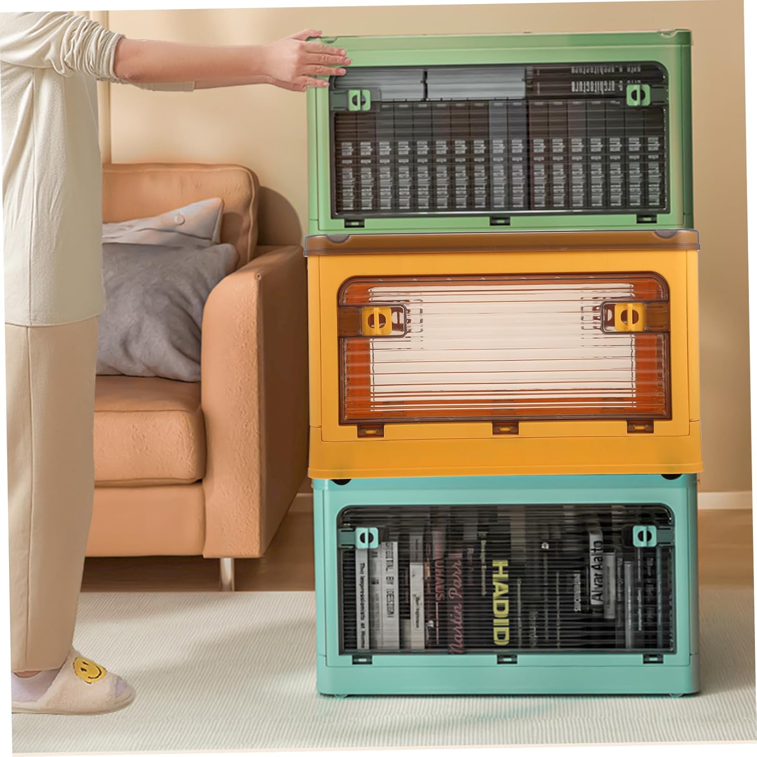 ABOOFAN Foldable Storage Box Wheels Multi-function Organizer for Home Office and Closet Sturdy Space-saving Design for Sundries and Essentials