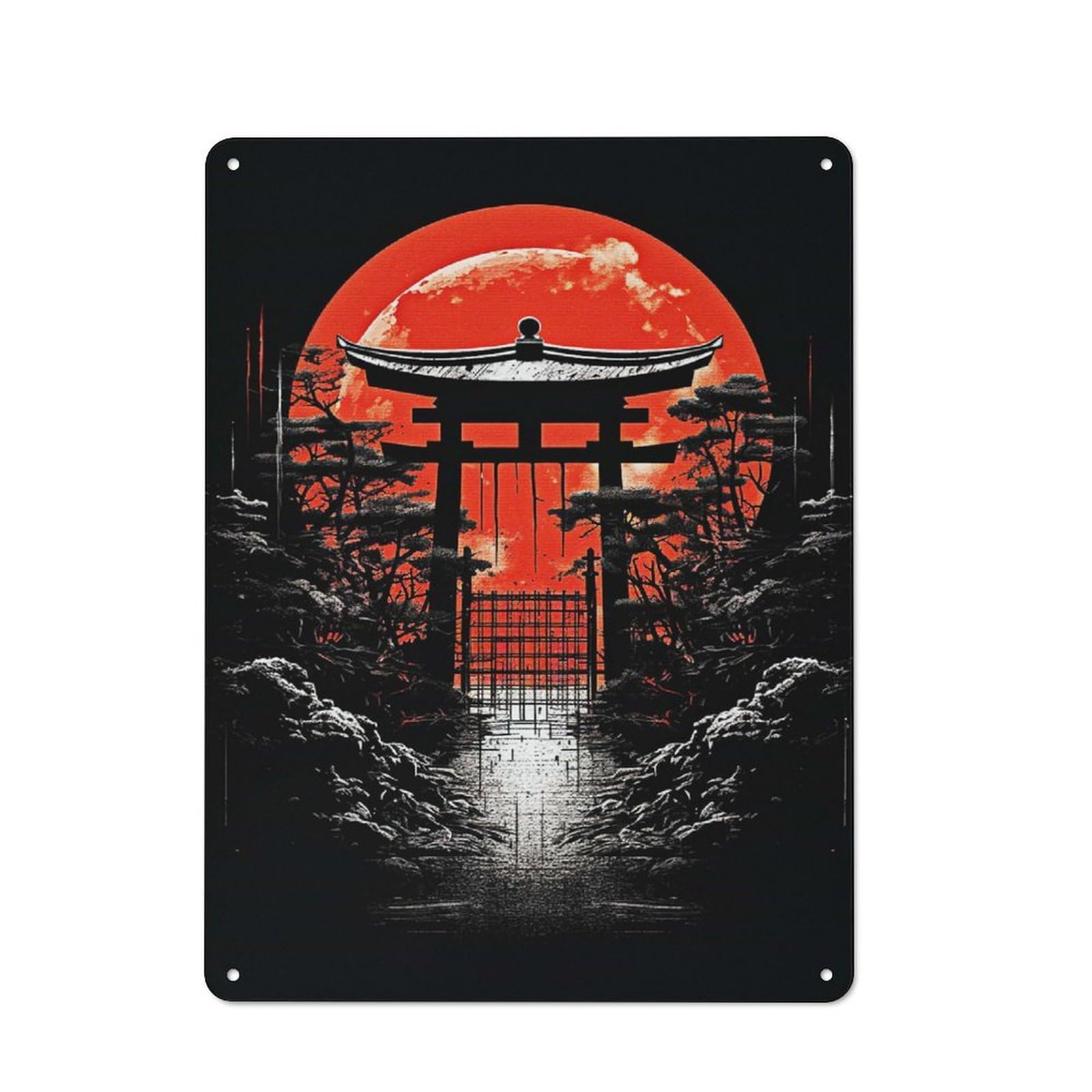 Mystical Gate Horror Rustic Tin Sign 40x30cm, Shed Style Utility Space Decor for Patio Bar, Workshop, Shed Or Kitchen