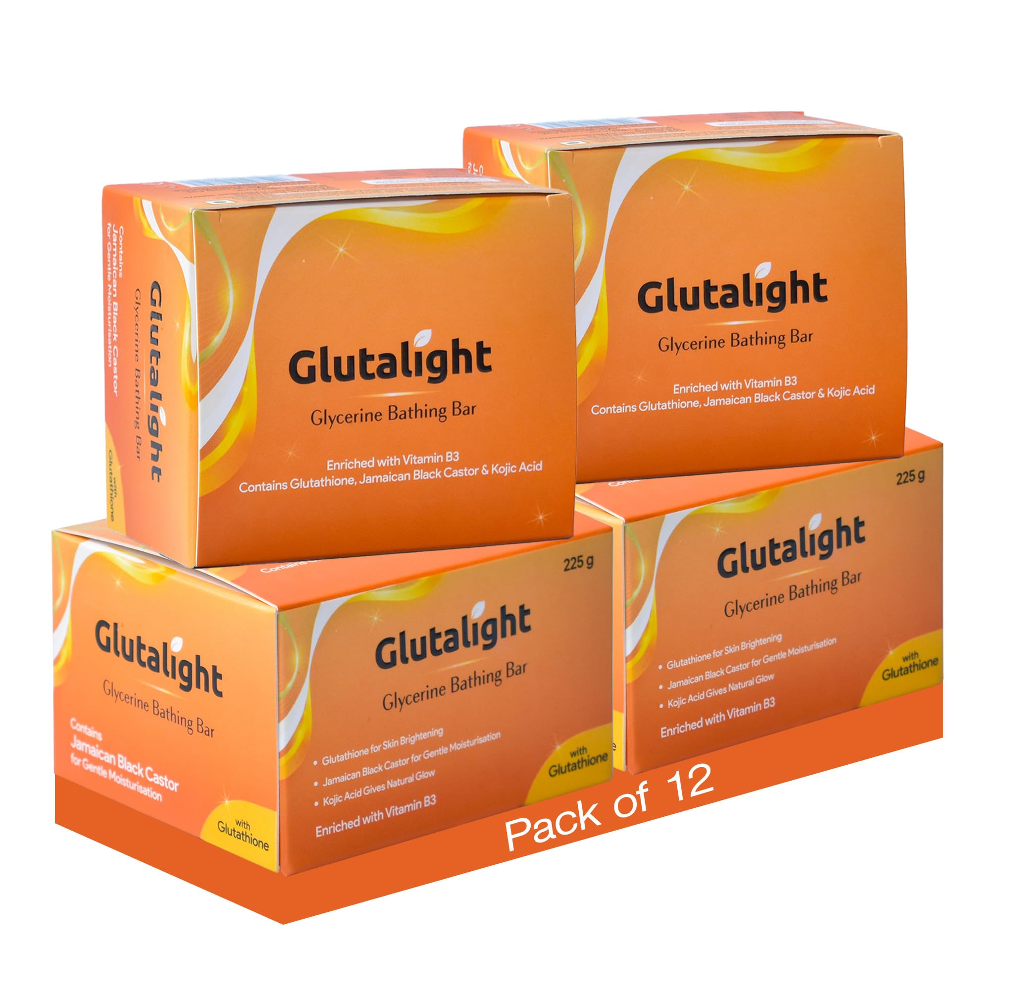 Soap | Glutathione Soap & Kojic Acid Soap | Glycerin Soap | Body Tan Removal Soap | Soaps for Bath | Bath Soap Combo Offers | Enriched with Black Castor - Pack of 12