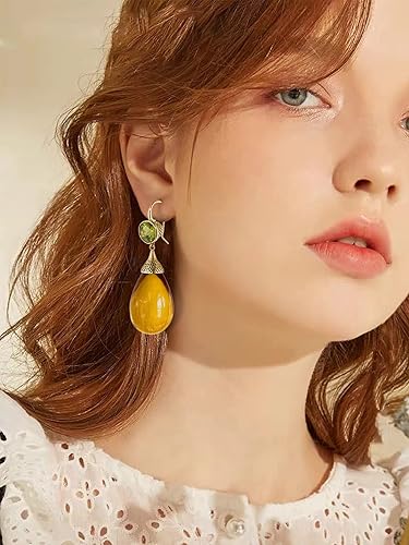 Miniatura 6 de Aretes de lágrima para mujer, aretes colgantes chapados en oro, aretes colgantes de gota de agua, elegantes aretes de ganchos, regalo de joyería