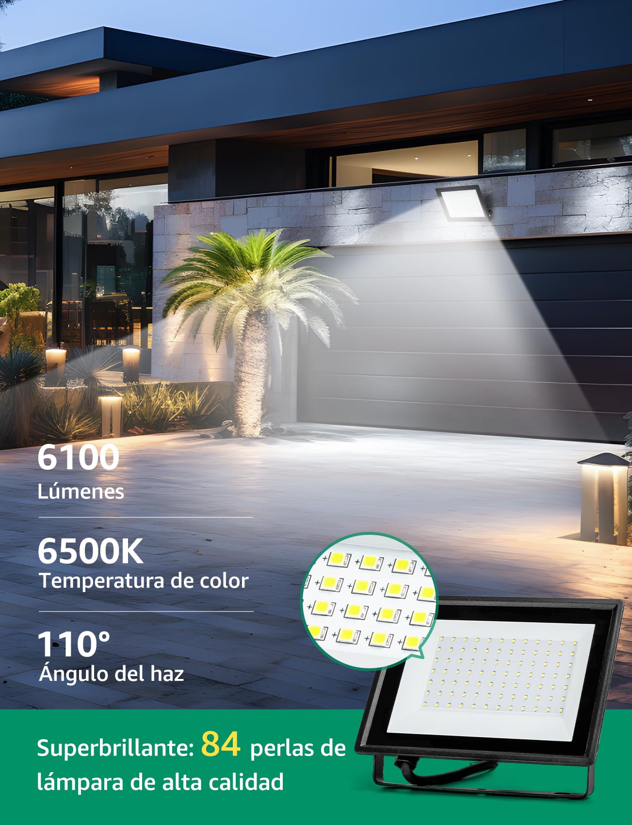 Aigostar Foco LED Exterior 70w 6300LM, Impermeable IP65, 6500K, 4 pcs | Foco Proyectore LED Exterior Impermeable IP65 Focos LED Exterior 6500K Blanco Frío para Garaje,Jardín,Patio,Parque