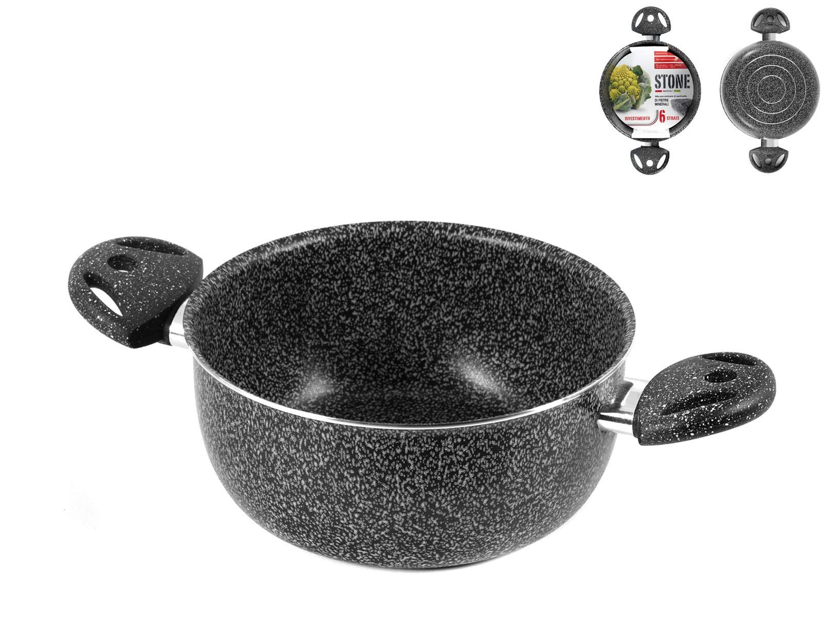 Home Stone Casserole with 2 Handles, Stone/Plastic, Charcoal grey, 18 cm
