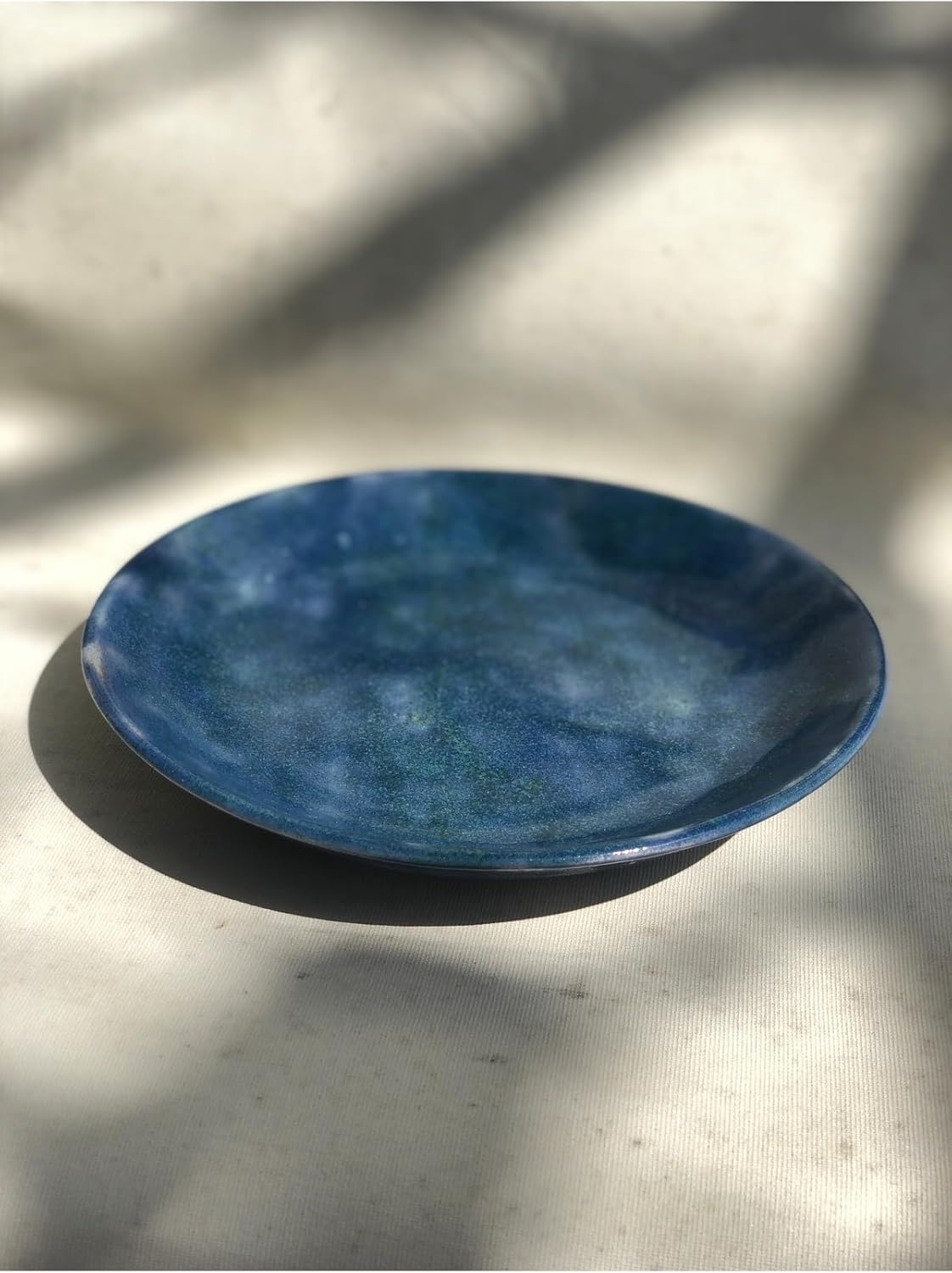 SODEF Dessert Plates Set of 6 Blue Ceramic BPA Free Modern Style Cake Plates for Parties and Home - Blue