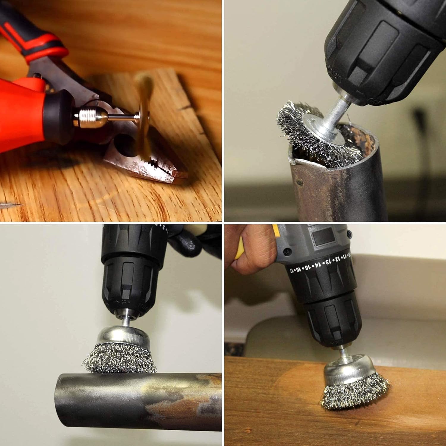 Kit Spazzole Metalliche 24 Pezzi - Acciaio Inox E Ottone, Per Trapano E Smerigliatrice