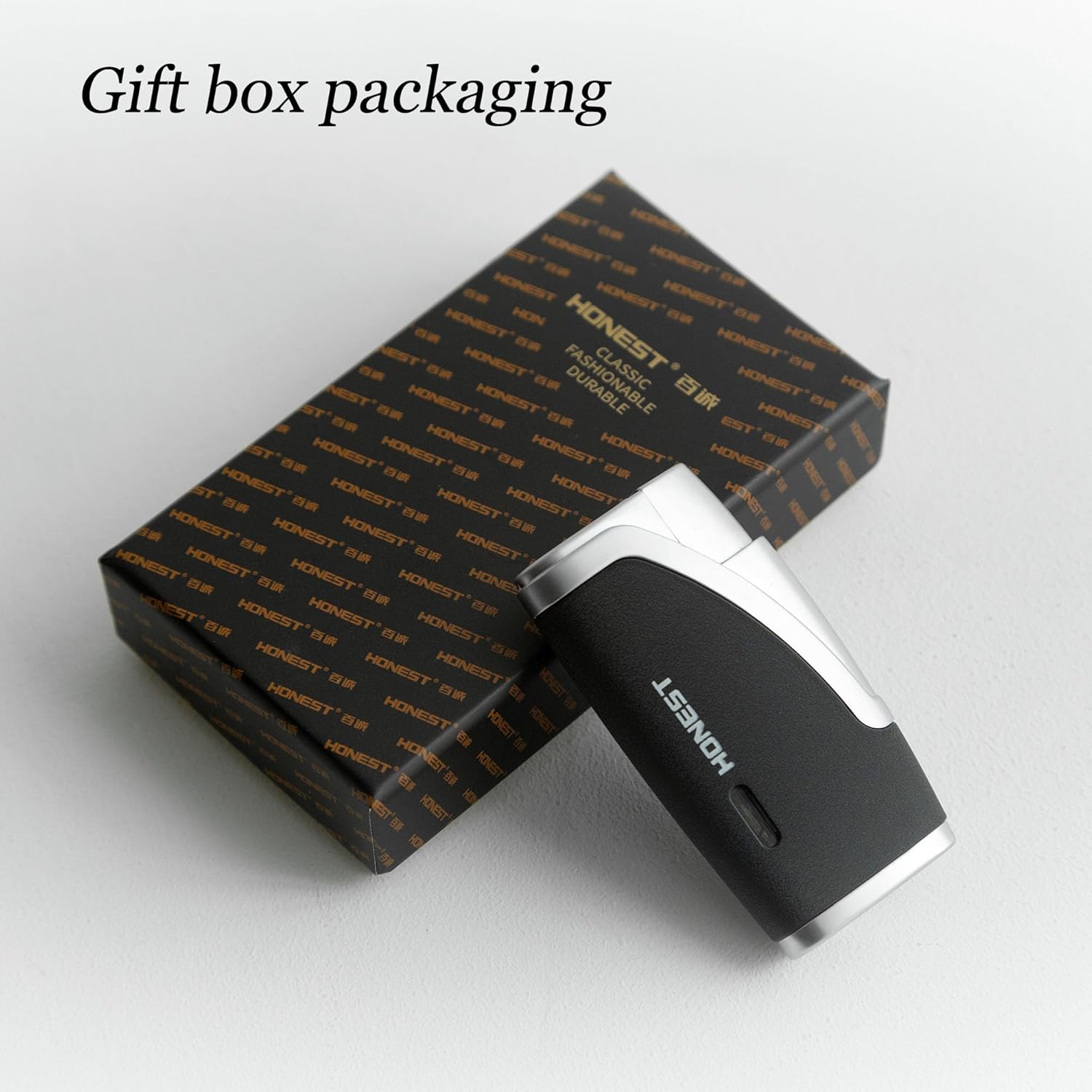 2 Pack Butane Torch Lighter Built-in Punch Windproof Double Blue Jet Flame Gas Window Viewable Stylish Color Gift Box (No Gas)