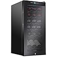 Ivation 24 Bottle Compressor Wine Cooler Refrigerator w/Lock | Large Freestanding Wine Cellar For Red, White, Champagne or Sparkling Wine | 41f-64f Digital Temperature Control Fridge Glass Door Black