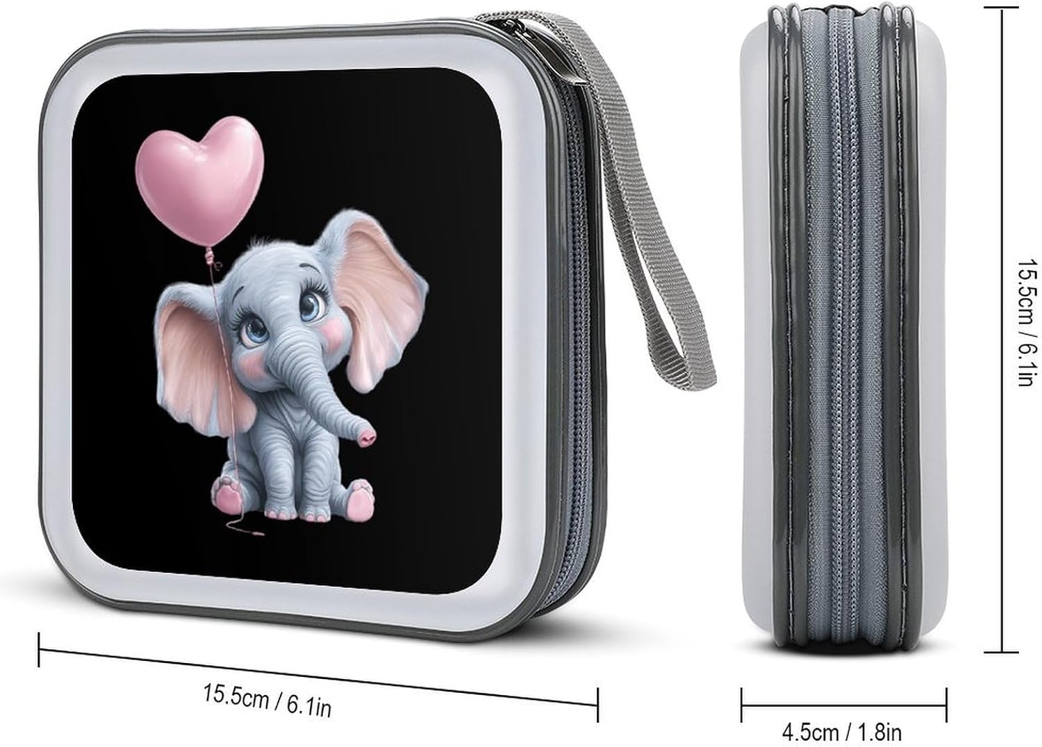 Cute Elephant CD Case 40 Capacity DVD Holders Wallet for Home Travel