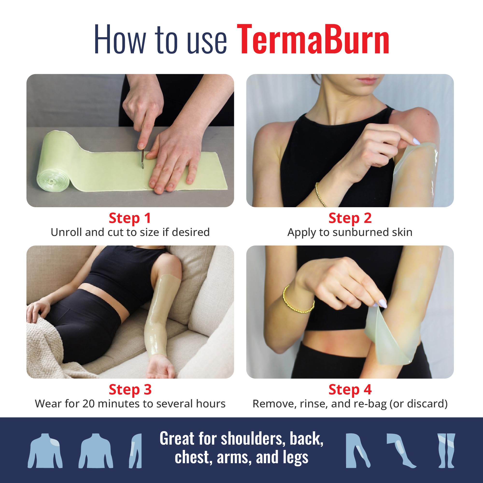 Amazon.com: TermaBurn Wearable Aloe Wrap for Sunburn Relief:  Hospital-Inspired Hydrogel After-Sun Treatment | Second-Skin Care that  Cools, Soothes & Hydrates Dry, Peeling, Irritated Skin : Beauty & Personal  Care