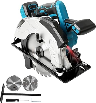 Cordless Circular Saw Compatible with Makita 18V Battery, Brushless Motor 5000RPM 850W 7-1/4" Electric Circular Saw with 2 Blades 24T & 40T, Maximum Cutting Depth 2-1/4" Tool Only, No Battery