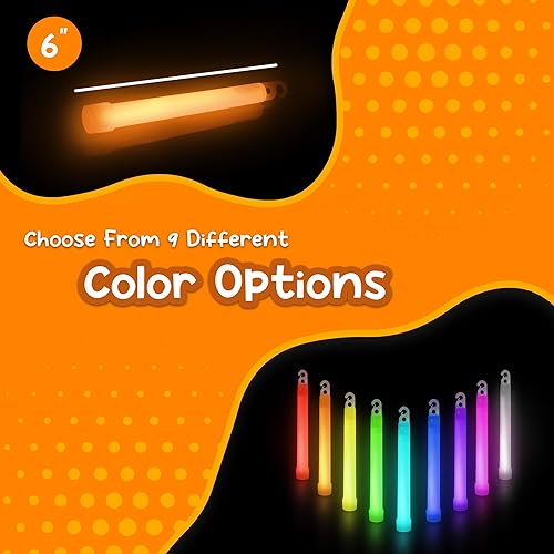Miniatura 2 de Windy City Novelties Varillas de brillo de color naranja de 6 pulgadas, accesorios esenciales para iluminación de emergencia, fiestas luminosas,