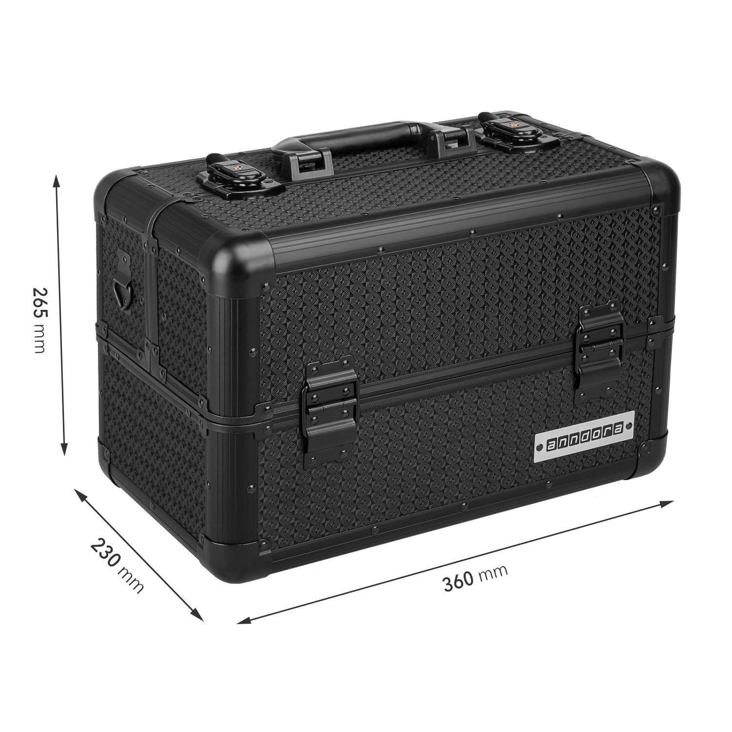 anndora Beauty Case Kosmetikkoffer - Stilvoller Schmuckkoffer mit Aluminiumrahmen, verstellbare Fächer, abschließbar für Make-up & Schmuck